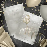 String Lights & Balloons Sweet 16 Champagne ID473 Invitation