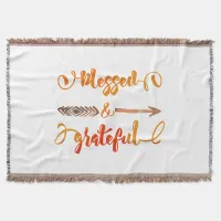 blessed and grateful thanksgiving throw blanket