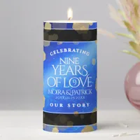 Elegant 9th Lapis Lazuli Wedding Anniversary Pillar Candle