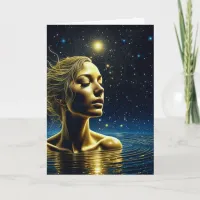 Mystical Woman Meditating Under the Stars Card