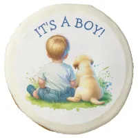 It's a Boy | A Baby and his Dog Baby Shower Sugar Cookie