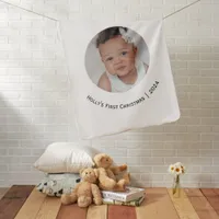 Elegant Stylish Baby's First Christmas Photo Name Baby Blanket