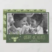 Deer Antlers Arrows Christmas Photo V2 Green ID861 Invitation