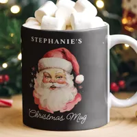 Black Vintage Retro Santa Claus Christmas Coffee Mug