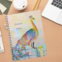 Majestic peacock on a fence - abstract   notebook