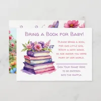 Bring a Book for Baby | Girl's Baby Shower  Enclosure Card