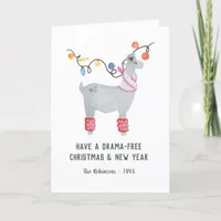 Fun Llama themed Christmas Family Photo Holiday Card