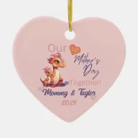 Dinosaur & baby, Our First Mother's day Together Ceramic Ornament
