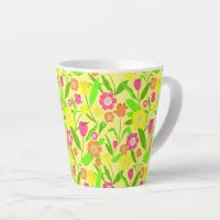 Pretty Tulip Patterned Lemon Yellow Spring Flowers Latte Mug