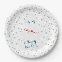 Winter snowflakes and dots pattern paper plates