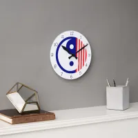 Red, White and Blue Yin Yang Round Clock