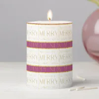 Magenta Gold Christmas Pattern#35 ID1009 Pillar Candle