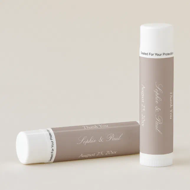 Elegant Taupe Wedding Favor Lip Balm