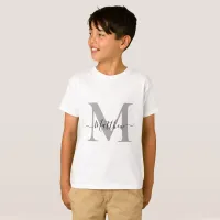 Personalize Monogram Initial Name Unisex Kids T-Shirt
