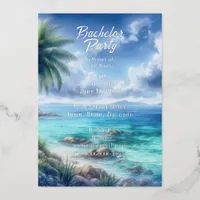 Tropical Island Beach Wedding Bachelor Foil Invitation