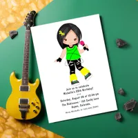 Cute Girl Rock Star Birthday Party Invitation