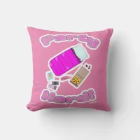 Slumber Party Hard Fun Motto Cartoon Humor Throw Pillow