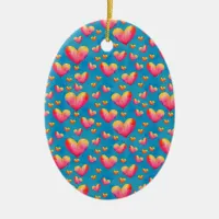 Multicolored Watercolor Hearts Ornament