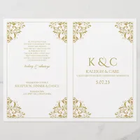 Elegant Wedding Program  - Foldover Booklet (Gold)