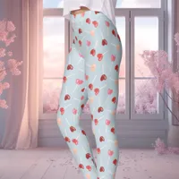 Blue Lollipop Valentine Heart Pattern Leggings