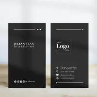 Modern Black Minimalist Professional LinkedIn Business Card