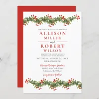 Rustic Boughs of Holly Winter Christmas Wedding Invitation