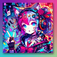 Glitchcore Colorful Anime Girl Artwork  Poster