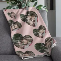 Romantic Custom Photo Hearts Pink Fleece Blanket