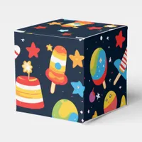 Night Sky Blue with Colorful Popsicles and stars Favor Boxes