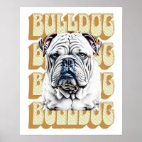 English Bulldog with Retro Font Poster