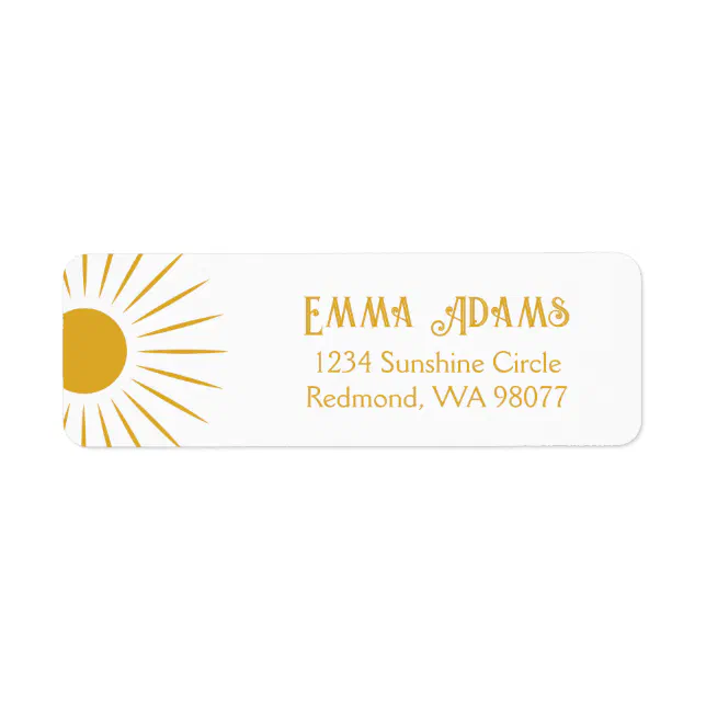 Sun Return Address Labels | Boho Sun Address Label