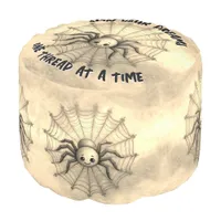 Cute Spider Inspirational Quote Monogram on beige Pouf