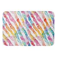 Colorful Watercolor Abstract Stripes  Bath Mat