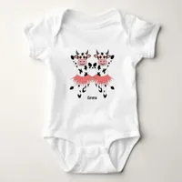 Cute and funny dancing cows   baby bodysuit