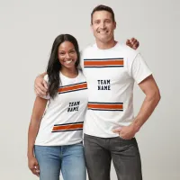 Blue & Orange Sports Jersey Team Name White Unisex T-Shirt