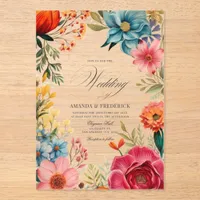 Vibrant Blooms Mexican Fiesta Transparent Wedding Acrylic Invitations