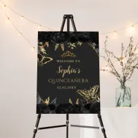 Black Gold Butterfly Quincea&#241;era Welcome Sign