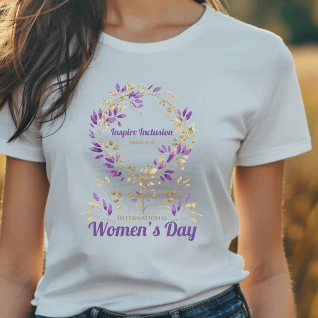 Purple Leaves Female Sign Women's Day T-Shirt