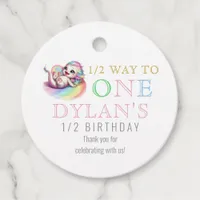 Little Dragon Halfway to One Pink 6 Month Birthday Favor Tags