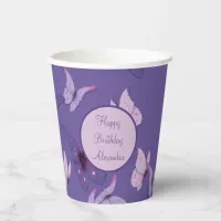 Pretty Pink and Purple Butterflies Paper Cups