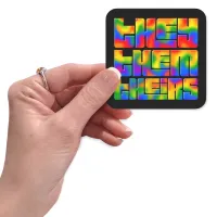 They Them Theirs Pronouns Rainbow Tie Dye  Square Sticker