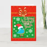 Cute Chicken Wearing Hat & Gumboots for Christmas Note Card