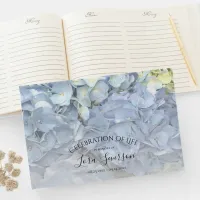 Blue Hydrangea Celebration of Life Memorial Guest Book