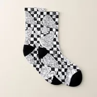 Cool Black White Checkerboard Italian Chef Pizza Socks