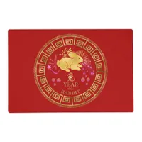 Chinese Zodiac Rabbit Red/Gold ID542 Placemat