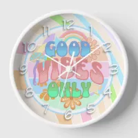 Retro Good Vibes Only Vintage Colors Clock