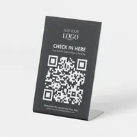  Contactless QR Code Digital Sign-In Business Logo Pedestal Sign