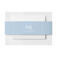 Light Blue Elegant Pretty Wedding Invitation Belly Band