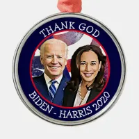 Thank God Biden and Harris Election 2020 Keepsake Metal Ornament