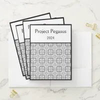 Black and White Geometric Squares Pattern  Pocket Folder